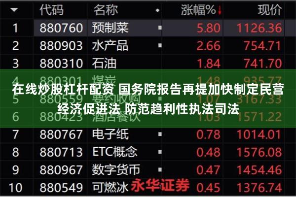 在线炒股杠杆配资 国务院报告再提加快制定民营经济促进法 防范趋利性执法司法