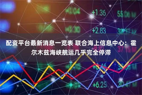配资平台最新消息一览表 联合海上信息中心：霍尔木兹海峡航运几乎完全停滞